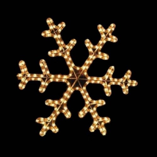 Световая фигура новогодняя светодиодная Снежинка большая желтая D460мм IP44 постоянное свечение, украшение на Новый Год - фото 1213028