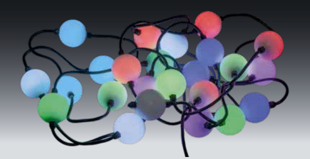 Гирлянда уличная новогодняя светодиодная шарики 30м, D50мм, мульти, разноцветная IP44, эффект смены цвета, на черном шнуре, украшение на Новый Год - фото 1213102