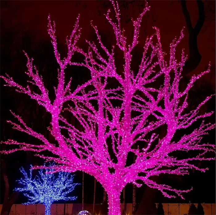 Гирлянда уличная для деревьев клип-лайт, светодиодная. Дерево с подсветкой, 5 лучей по 20м 1000 светодиодов  IP44 постоянное свечение розовый свет, украшение на Новый Год - фото 1213439