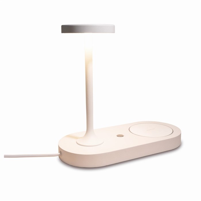 Настольная лампа светодиодная с беспроводной зарядкой для смартфона дизайнерская, для спальни, хай-тек, минимализм, белая, 3 уровня яркости, 6Вт, 3000К - фото 1794796