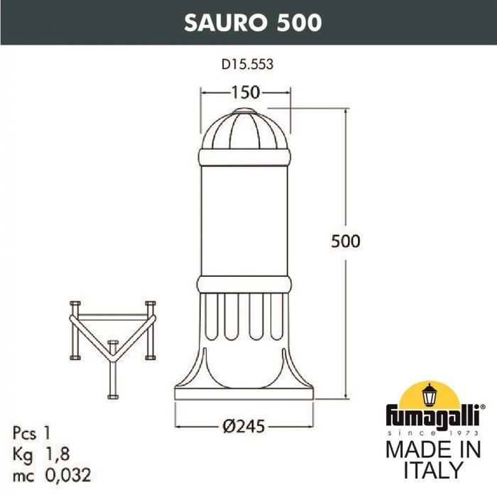 Наземный светильник Sauro D15.553.000.VXF1R.FRA - фото 1797029