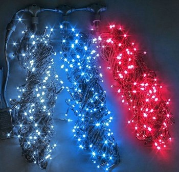 Гирлянда электрическая световая клип-лайт, с постоянным свечением Спайдер Триколор SPI-3-WBR белая, красная, синяя B3м L20м - фото 1839961