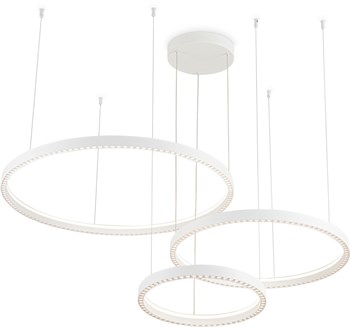 Люстра светодиодная 3 кольца современная 1 м подвесная рассеянный+направленный свет белая высота до 1,07м в гостиную, на кухню, в офис 90Вт 3000-6400К - фото 2010751