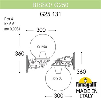 Настенный фонарь уличный GLOBE 250 G25.131.000.BXF1RDN - фото 2073813