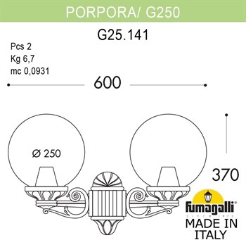 Настенный фонарь уличный GLOBE 250 G25.141.000.BZF1R - фото 2073852
