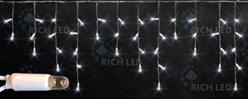 Светодиодная бахрома Rich LED, 3*0.5 м, влагозащитный колпачок IP65, 112LED белая, постоянного свечения, черный провод, соединяемая, без блока питания - фото 2712492