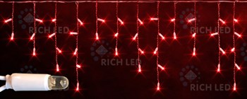 Светодиодная бахрома Rich LED, 3*0.5 м, влагозащитный колпачок постоянное свечение  IP65, красная, черный провод  RL-i3*0.5-CB/R, соединяемая, без блока питания - фото 2712542