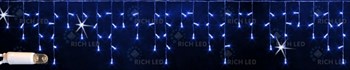 Светодиодная бахрома Rich LED, 3*0.5 м, влагозащитный колпачок IP65, мерцающая, синяя, черный провод RL-i3*0.5F-CB/B, соединяемая, без блока питания - фото 2712579