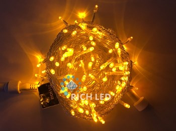 Светодиодная уличная гирлянда нить Rich Led RL-S10C-220V-T/Y IP54 прозрачный провод, желтый свет, постоянное свечение, соединяемая, без блока питания - фото 2712656