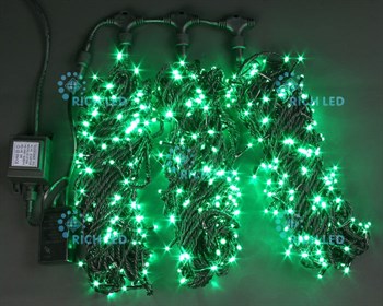 Гирлянда уличная для дерева Rich LED RL-T3*20N2-B/G Спайдер 3 нити по 20м, IP54 черный провод, зеленый свет, 8 режимов - фото 2712796
