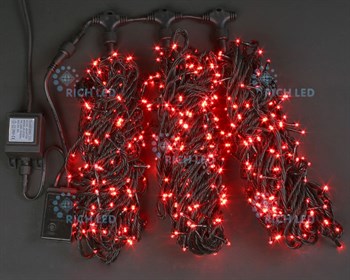 Гирлянда уличная для дерева Rich LED RL-T3*20N2-B/R Спайдер 3 нити по 20м, IP54 черный провод, красный свет, 8 режимов - фото 2712815