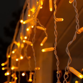 Бахрома уличная, интерьерная новогодняя, светодиодная, соединяющаяся 180 светодиодов 500*50см, желтый свет, постоянного свечения, на белом шнуре, сетевой шнур 1,5м IP54 украшение на Новый Год - фото 3088417