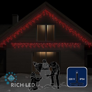 Светодиодная бахрома Rich LED RL-i3*0.5-B/R, IP54, статика, цвет красный, черный провод, соединяемая, без блока питания - фото 3147874