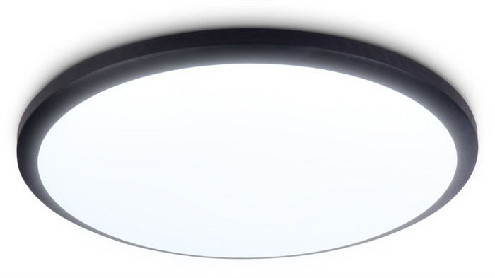 Светильник потолочный светодиодный круглый белый/черный, IP44, влагозащищенный, подходит для ванной D26см*5,5см 22Вт 6400К минимализм, для кухни, для прихожей, для офиса - фото 3314781