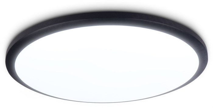 Светильник потолочный светодиодный круглый белый/черный, IP44, влагозащищенный, подходит для ванной D37см*5,5см 42Вт 6400К минимализм, для кухни, для прихожей, для офиса - фото 3314782