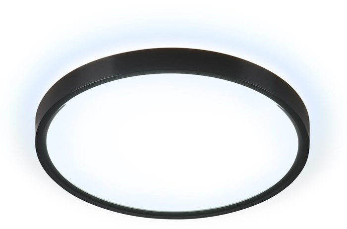 Светильник потолочный светодиодный круглый белый/черный, IP44, влагозащищенный, с парящим эффектом, подсветка основания, подходит для ванной D29см*4см 24Вт+10Вт 6400К минимализм, для кухни, для прихожей, для офиса - фото 3314786
