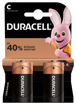 Батарейки щелочные Duracell, C/LR14 2шт Б0014054 - фото 3321430
