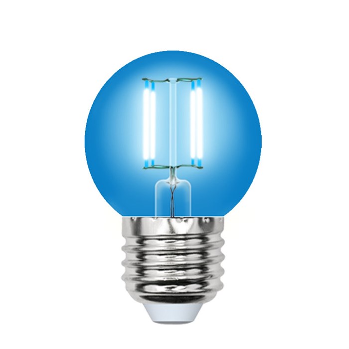 Лампа светодиодная Uniel филаментная цветная шар синийLED-G45-5W-BLUE-E27 GLA02BL - фото 3324854