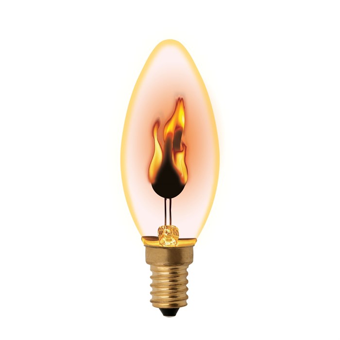 Лампа Uniel декоративная с типом свечения эффект пламени IL-N-C35-3-RED-FLAME-E14-CL - фото 3324860