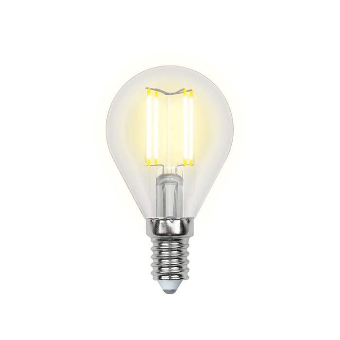 Лампа светодиодная Uniel филаментная шар E14 прозрачная 6Вт 3000К - фото 3324923