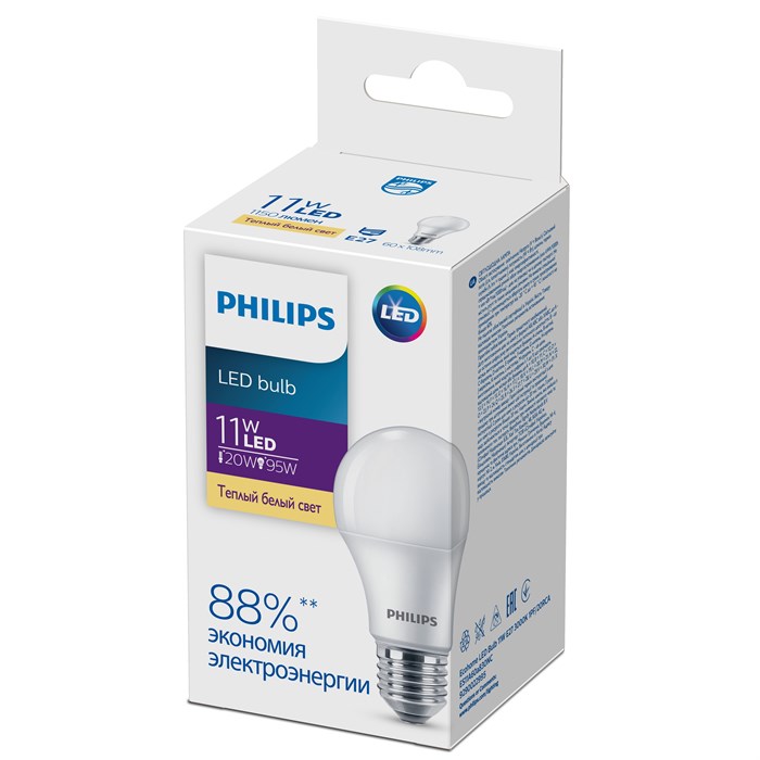 Лампа Philips Ecohome LED Bulb 11W E27 3000K - фото 3336805