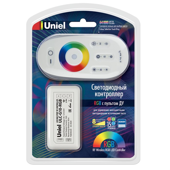 Контроллер для светодиодных лент 12/24В 2,4 ГГц Uniel ULC-G10-RGB White 11104-s - фото 3509482