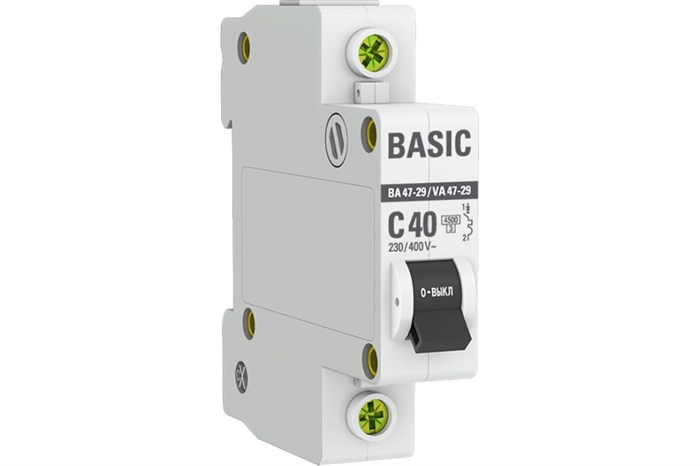 Автоматический выключатель 1P 40А (C) 4,5кА ВА 47-29 Basic - фото 3520973