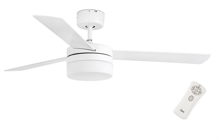 Люстра-вентилятор Faro PANAY WHITE CEILING FAN 2 X E14 40W 33607oz 122см с пультом,  2 цвета у лопастей - фото 3531010