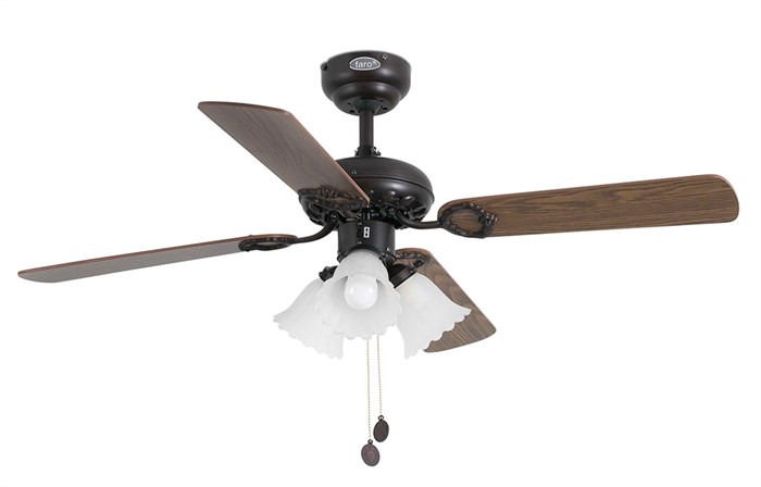 Люстра-вентилятор Faro LISBOA Ø107CM BROWN 4 BLADES 3 X E27 60W 33102oz2, 2 цвета у лопастей с реверсом - фото 3535874