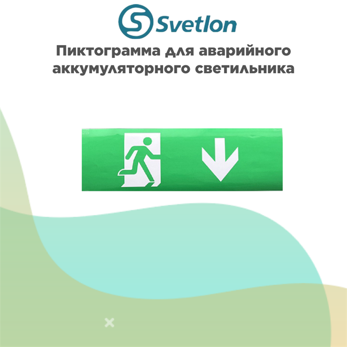 Пиктограмма для светильник информационного аварийного, влагозащищенного IP65 "Выход вниз стрелка бегущий" svetlon_E42_WC2500 - фото 4513346