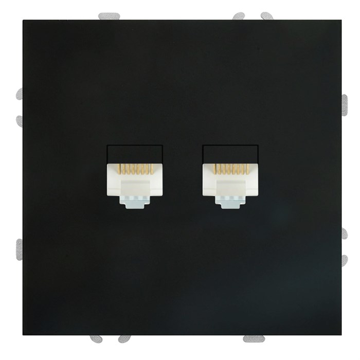 Розетка компьютерная 2-местная RJ-45 (механизм), STEKKER, серия Эмили, RST00-5111-05, черный уголь, soft touch 49848 2057161 - фото 4885654