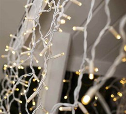Бахрома уличная, интерьерная новогодняя, светодиодная, соединяющаяся 180 светодиодов 500*50см, теплый свет, постоянного свечения, на белом шнуре, сетевой шнур 1,5м IP54 украшение на Новый Год