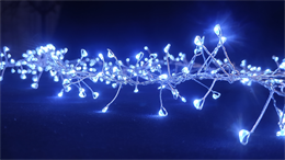 Гирлянда уличная новогодняя светодиодная Мишура-Роса на серебряном шнуре 400 светодиодов 3м с блоком питания IP65 постоянного свечения, белый свет,сетевой шнур 2м