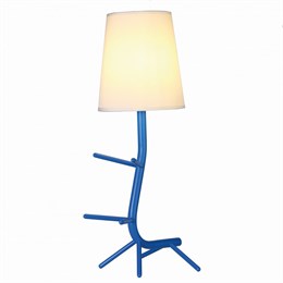 Настольная лампа креативная, дизайнерская современная, с подставкой для книг с белым абажуром, синяя, Е27, для спальни/64*22см