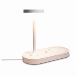 Настольная лампа светодиодная с беспроводной зарядкой для смартфона дизайнерская, для спальни, хай-тек, минимализм, белая, 3 уровня яркости, 6Вт, 3000К