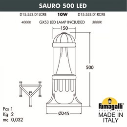 Наземный светильник Sauro D15.553.000.VXD1L.CRB