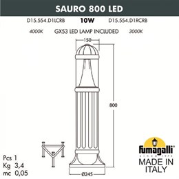 Наземный светильник Sauro D15.554.000.VXD1L.CRB