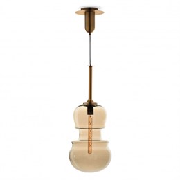 Светильник подвесной дизайнерский скрипка стеклянный в зал/в гостиную/над столом/в спальню/бронза, Е27/регулируемая длина до 1,5м/D 29см/Sonata 6690