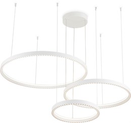 Люстра светодиодная 3 кольца современная 1 м подвесная рассеянный+направленный свет белая высота до 1,07м в гостиную, на кухню, в офис 90Вт 3000-6400К