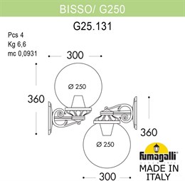 Настенный фонарь уличный GLOBE 250 G25.131.000.BXF1R