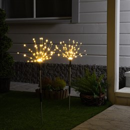 Садовый светильник на солнечной батарее «Одуванчики» 2 шт., 78 см, яркие 160 LED, свечение тёплое белое