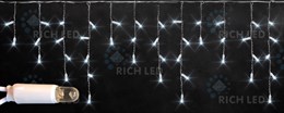 Светодиодная бахрома Rich LED, 3*0.5 м, влагозащитный колпачок IP65, 112LED белая, постоянного свечения, черный провод, соединяемая, без блока питания