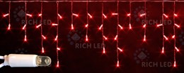 Светодиодная бахрома Rich LED, 3*0.5 м, влагозащитный колпачок постоянное свечение  IP65, красная, черный провод  RL-i3*0.5-CB/R, соединяемая, без блока питания
