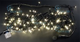 Светодиодная уличная гирлянда нить Rich LED RL-T20C2-B/WW 20 м, IP54, 220В, тепло белая, черный провод, 8 режимов , соединяемая, без котроллера