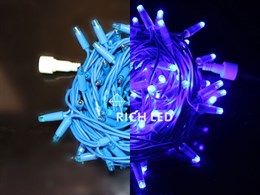 Светодиодная уличная гирлянда нить Rich LED RL-S10CF-220V-RB/B 10 м, IP65 100 LED, 220 В, соединяемая, мерцающая, синий свет, синий резиновый провод, соединяемая, без блока питания