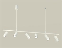Светильник подвесной на планке 120см с 6 поворотными спотами MR16, GU5,3 цвет белый песок/серебро, высота до 1,2м, над столом, над барной стойкой, на кухню