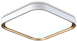 Светильник потолочный светодиодный квадратный белый/золото 25*6см, 18Вт, 5000К, минимализм, хай-тек IP20