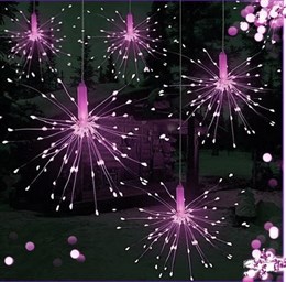Гирлянда уличная, светодиодная, интерьерная новогодняя 430см с пультом Фейерверк  большой, розовый свет 5шт*100 светодиодов, разные режимы свечения, медный шнур
