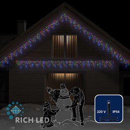 Светодиодная бахрома Rich LED RL-i3*0.5-B/M, IP54, статика, цвет RGB, черный провод, соединяемая, без блока питания