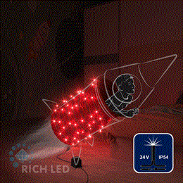 Светодиодная уличная гирлянда нить Rich LED RL-S10CF-24V-B/R IP54 10 м (из 2-х по 5м), 100 LED, 24В, низковольтная соединяемая, влагозащитный колпачок, красный свет, мерцающая, черный провод, без трансформатора